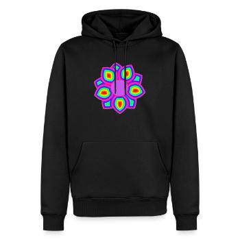 Regenbogen-Blume - Männer Premium Bio Hoodie - Schwarz - Vorne - Nico (187cm)