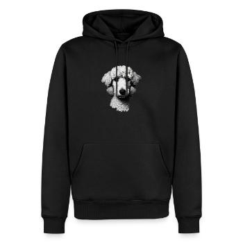 Pudel Design Grafik Druck Motiv - Männer Premium Bio Hoodie - Schwarz - Vorne - Nico (187cm)