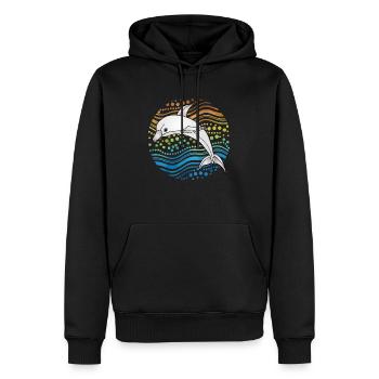 Dolphin - Men’s Premium Organic Hoodie - black - Front - Nico (187cm)