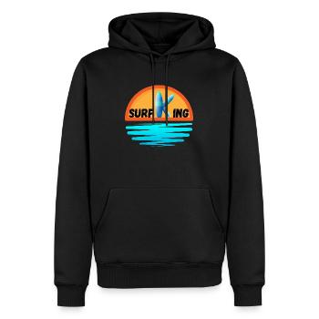 Surfender König - Männer Premium Bio Hoodie - Schwarz - Vorne - Nico (187cm)