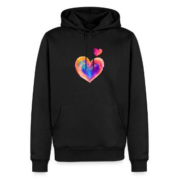 Fête des mères Mariage Amour Saint-Valentin Fiançailles - Sweat à capuche Premium bio Homme - noir - Devant - Nico (187cm)
