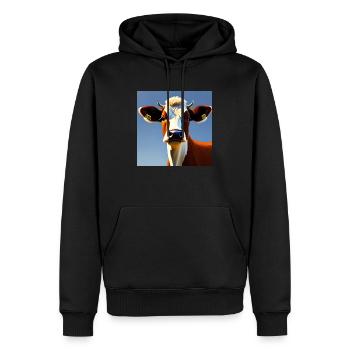 Vache brune et blanche - Sweat à capuche Premium bio Homme - noir - Devant - Nico (187cm)