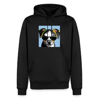 Bunter Hund mit Sonnenbrille - Männer Premium Bio Hoodie - Schwarz - Vorne - Nico (187cm)