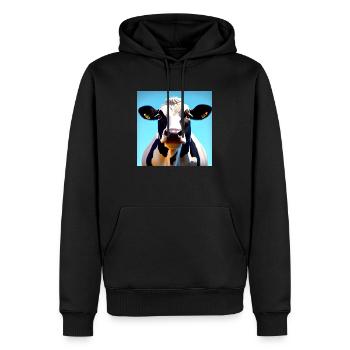 Vache noire et blanche - Sweat à capuche Premium bio Homme - noir - Devant - Nico (187cm)
