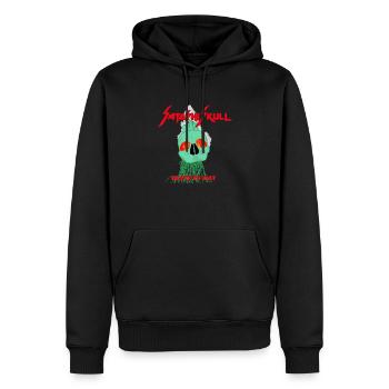 Skull Of Satoshi Death To F**t - Männer Premium Bio Hoodie - Schwarz - Vorne - Nico (187cm)