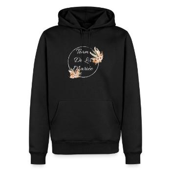 team de la Mariée evjf t-shirt assorti floral - Sweat à capuche Premium bio Homme - noir - Devant - Nico (187cm)
