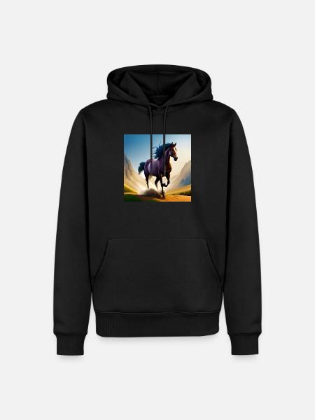 Galloping horse in sand - Men’s Premium Organic Hoodie - black