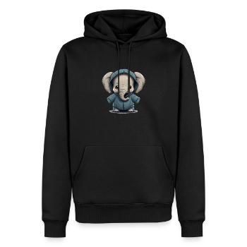 Babyelefant mit Hoodie - Männer Premium Bio Hoodie - Schwarz - Vorne - Nico (187cm)