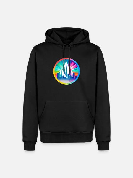 Buntes Stadtbild - Männer Premium Bio Hoodie - Schwarz