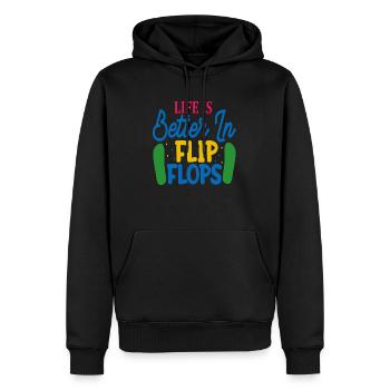 Life is better in Flip Flops - Männer Premium Bio Hoodie - Schwarz - Vorne - Nico (187cm)