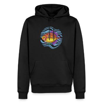 Poisson - Sweat à capuche Premium bio Homme - noir - Devant - Nico (187cm)