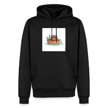 Süßer Biber in der Badewanne - Männer Premium Bio Hoodie - Schwarz - Vorne - Nico (187cm)
