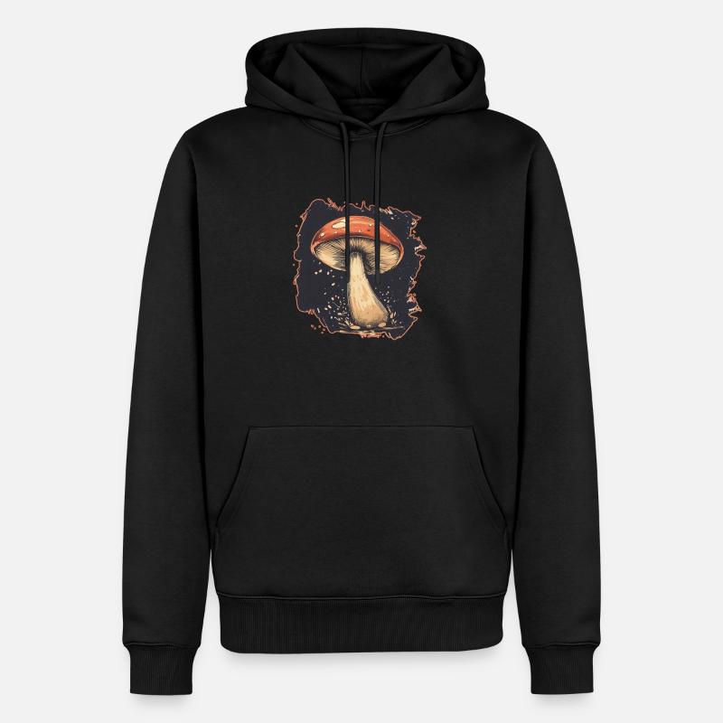 CHAMPIGNON RÉTRO - Sweat à capuche Premium bio Homme - noir