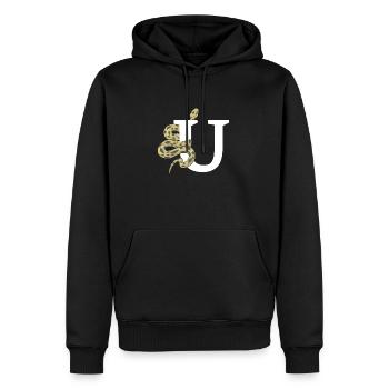 Lettre u serpent - Sweat à capuche Premium bio Homme - noir - Devant - Nico (187cm)