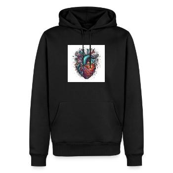Cœur technique créatif pour la journée de valetnine - Sweat à capuche Premium bio Homme - noir - Devant - Nico (187cm)