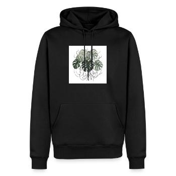 Plante Monstera dessinée à la main - Sweat à capuche Premium bio Homme - noir - Devant - Nico (187cm)