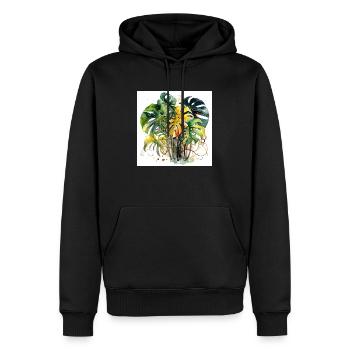 Aquarelle dessinée à la main Monstera plante - Sweat à capuche Premium bio Homme - noir - Devant - Nico (187cm)