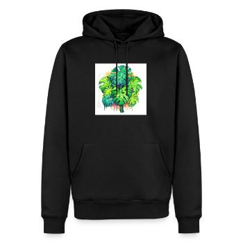 Aquarelle dessinée à la main Monstera plante - Sweat à capuche Premium bio Homme - noir - Devant - Nico (187cm)