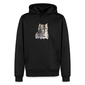 Watercolor Kitten Katze Kunst Deko - Männer Premium Bio Hoodie - Schwarz - Vorne - Nico (187cm)