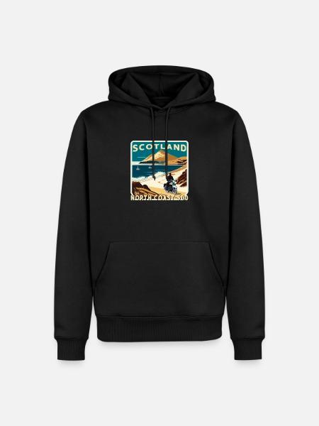 SCOTLAND NC 500 MOTORBIKE RETRO - Men’s Premium Organic Hoodie - black