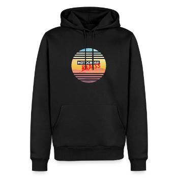 Motocross Badass round logo - Men’s Premium Organic Hoodie - black - Front - Nico (187cm)