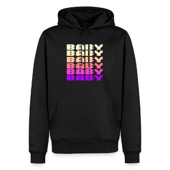 BABY Schriftzug Retro Gaming 8bit - Männer Premium Bio Hoodie - Schwarz - Vorne - Nico (187cm)