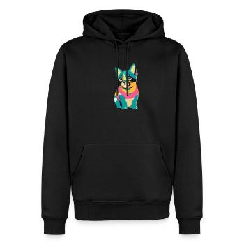 Chiot espiègle - Sweat à capuche Premium bio Homme - noir - Devant - Nico (187cm)