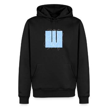 Gesichtslinie blau - Männer Premium Bio Hoodie - Schwarz - Vorne - Nico (187cm)