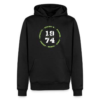 strength-stamina-force-power-energy-capacity - Men’s Premium Organic Hoodie - black - Front - Nico (187cm)