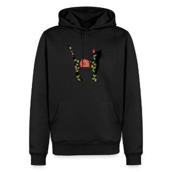 Chat - Sweat à capuche Premium bio Homme - noir - Devant - Nico (187cm)