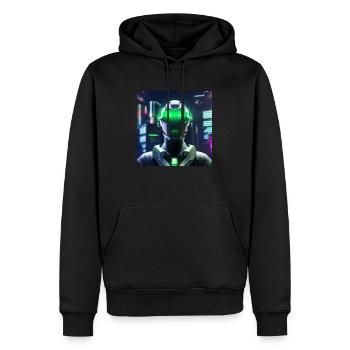 Cyberpunk Weltraumsoldat - Männer Premium Bio Hoodie - Schwarz - Vorne - Nico (187cm)