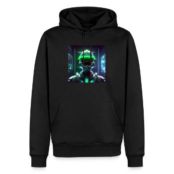 Cyberpunk Weltraumsoldat - Männer Premium Bio Hoodie - Schwarz - Vorne - Nico (187cm)