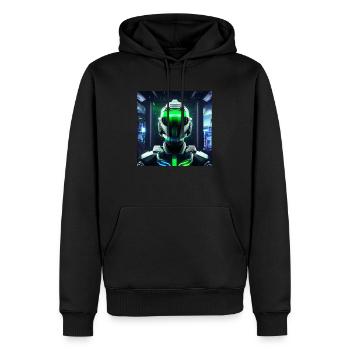 Cyberpunk Weltraumsoldat - Männer Premium Bio Hoodie - Schwarz - Vorne - Nico (187cm)
