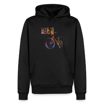Vivre pour rouler - Sweat à capuche Premium bio Homme - noir - Devant - Nico (187cm)