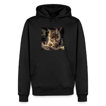Main Coon bébé chat, joueur et ultra mignon - Sweat à capuche Premium bio Homme - noir - Devant - Nico (187cm)