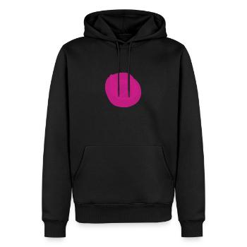 Der pinke Punkt auf schwarzem T-Shirt - Männer Premium Bio Hoodie - Schwarz - Vorne - Nico (187cm)