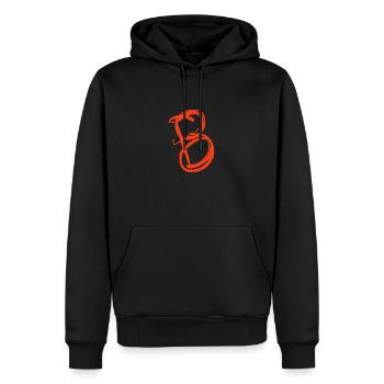 Fischerhut mit orangem B - Männer Premium Bio Hoodie - Schwarz - Vorne - Nico (187cm)