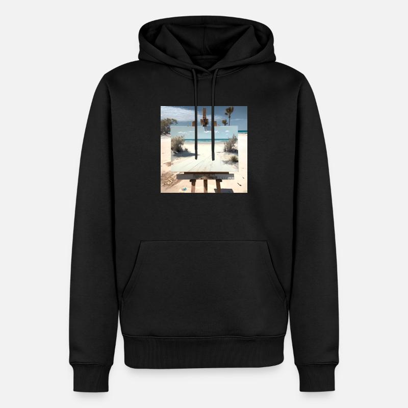 Vue sur la plage - Sweat à capuche Premium bio Homme - noir