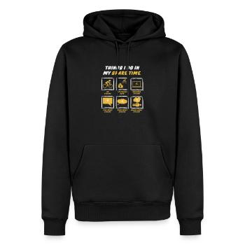 CYCLING IN SPARE TIME - Men’s Premium Organic Hoodie - black - Front - Nico (187cm)