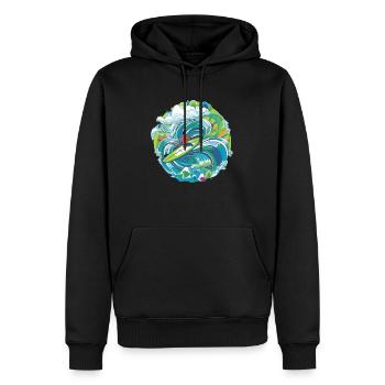 Canoë dans les vagues - Sweat à capuche Premium bio Homme - noir - Devant - Nico (187cm)