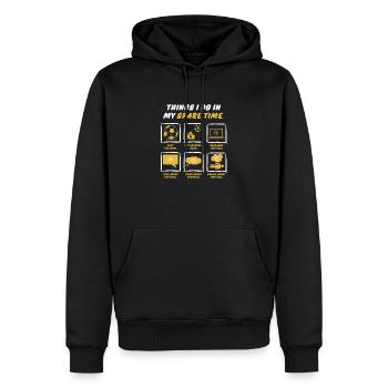 FOOTBALL IN SPARE TIME - Men’s Premium Organic Hoodie - black - Front - Nico (187cm)