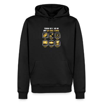 RUGBY IN SPARE TIME - Men’s Premium Organic Hoodie - black - Front - Nico (187cm)