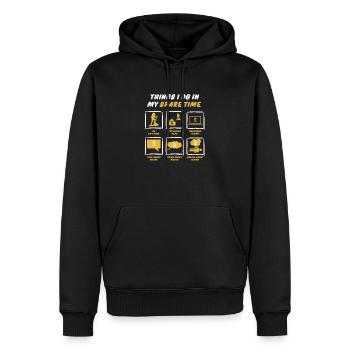HIKE IN SPARE TIME - Men’s Premium Organic Hoodie - black - Front - Nico (187cm)