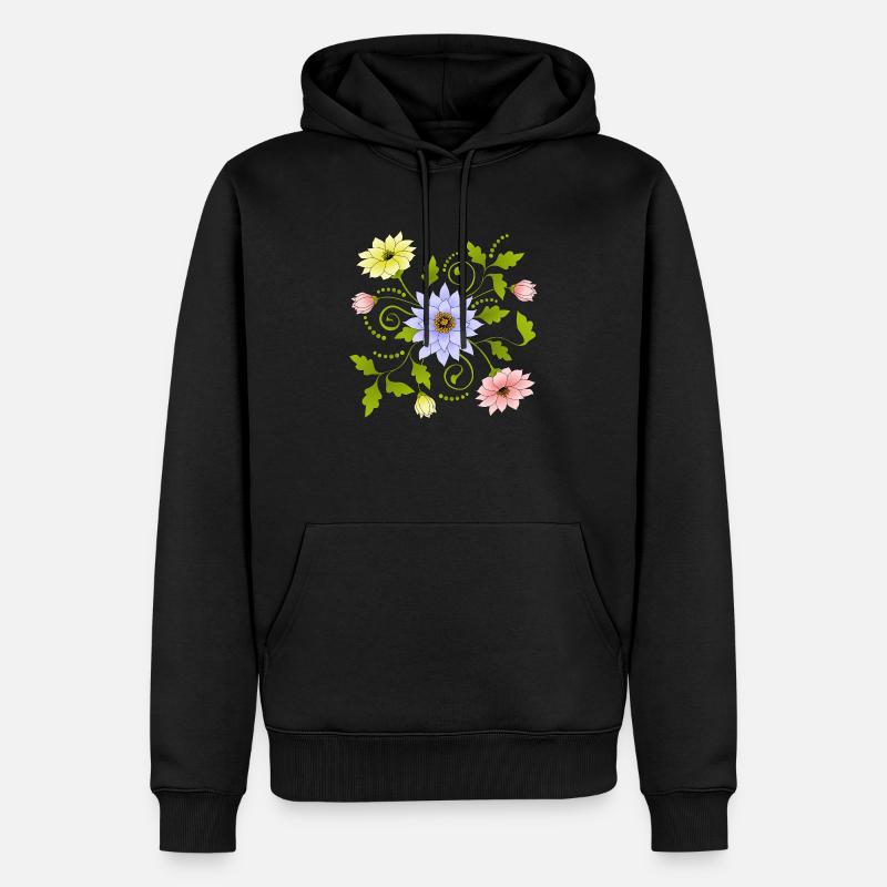 Fleur - Sweat à capuche Premium bio Homme - noir