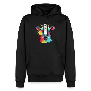 Acki die coole Kuh - Männer Premium Bio Hoodie - Schwarz - Vorne - Nico (187cm)