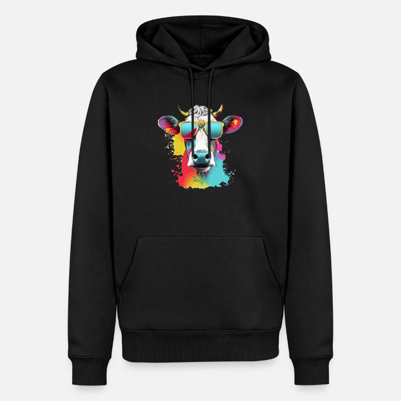 Acki la vache cool - Sweat à capuche Premium bio Homme - noir