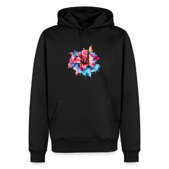 Élégance florale - Sweat à capuche Premium bio Homme - noir - Devant - Nico (187cm)