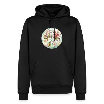 Friede - Männer Premium Bio Hoodie - Schwarz - Vorne - Nico (187cm)