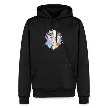 coiffe indienne blanc taches de couleurs pastel - Sweat à capuche Premium bio Homme - noir - Devant - Nico (187cm)