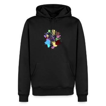 coiffe indienne noire couleurs vives - Sweat à capuche Premium bio Homme - noir - Devant - Nico (187cm)